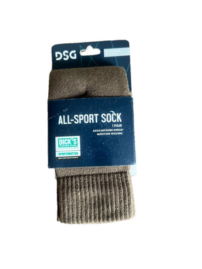 DSG All-Sport Seamless Moisture Wicking Over The Calf Brown Sock Youth Size S